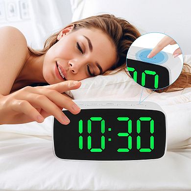 Dimmable LED Alarm Clock 2-Level Brightness, Wired Shaker, Snooze Function 4.7"x1.6"x2.4"