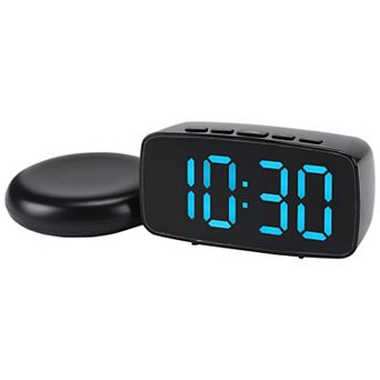 Dimmable LED Alarm Clock 2-Level Brightness, Wired Shaker, Snooze Function 4.7"Lx1.6"Wx2.4"H