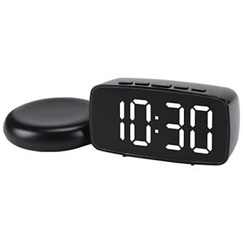 Dimmable LED Alarm Clock 2-Level Brightness, Wired Shaker, Snooze Function 4.7"Lx1.6"Wx2.4"H
