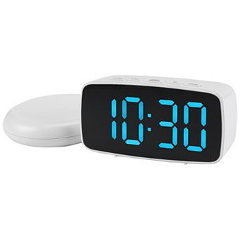 Dimmable LED Alarm Clock 2-Level Brightness, Wired Shaker, Snooze Function 4.7"Lx1.6"Wx2.4"H