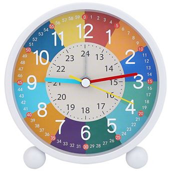 Mechanical Alarm Clock Colorful Cartoon Design, No Tick Sound, Battery Operated 4.5"x2.0"x4.7"