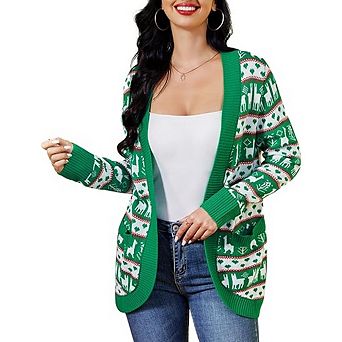 Women's Christmas Sweatshirt Sweater Novelty Long Sleeve Snow Flake Tree Patterns Knitted Sweaters