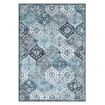 Oriental Washable Rug for Living Room Vintage Non Slip Foldable Soft Stain Resistant Carpet