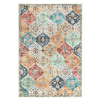 Oriental Washable Rug for Living Room Vintage Non Slip Foldable Soft Stain Resistant Carpet