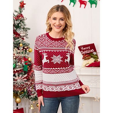 Women's Christmas Couple Sweater Casual Family Long-Sleeved Cute Pullover
