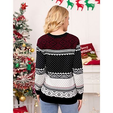 Women's Christmas Couple Sweater Casual Family Long-Sleeved Cute Pullover