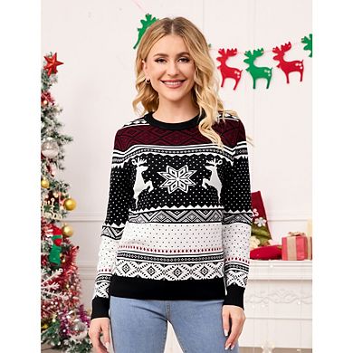 Women's Christmas Couple Sweater Casual Family Long-Sleeved Cute Pullover