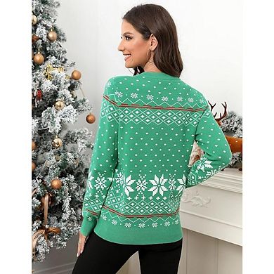 Women's Cute Christmas Sweater Ugly Long Sleeve Knit Pullover Reindeer Sweaters