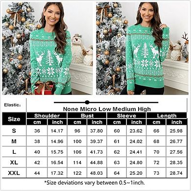 Women's Cute Christmas Sweater Ugly Long Sleeve Knit Pullover Reindeer Sweaters