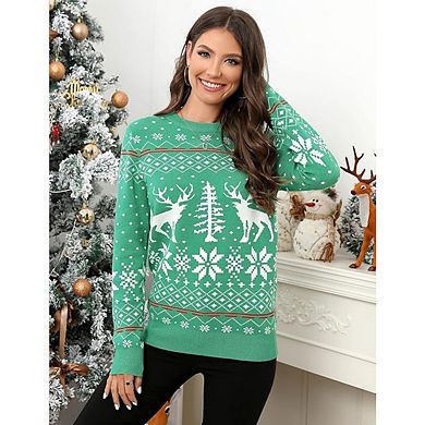 Women's Cute Christmas Sweater Ugly Long Sleeve Knit Pullover Reindeer Sweaters