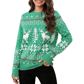 Women's Cute Christmas Sweater Ugly Long Sleeve Knit Pullover Reindeer Sweaters