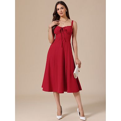 Spaghetti Strap Dresses for Women Scoop Neck Side Slit Flowy Midi Dress
