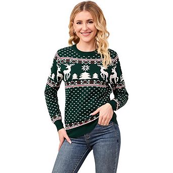 Women's Family Matching Christmas Sweater Elk Christmas Tree Print Pullover Tops