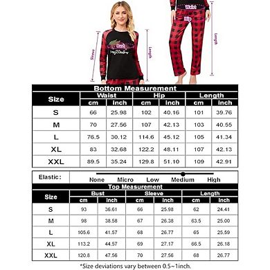 Women's Christmas Sleepwear Long Sleeve Sleep Shirt With Plaid Pants Soft Loungewear Pjs Set
