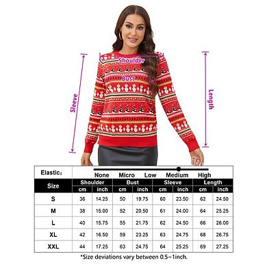 Women's Casual Christmas Sweater Long Sleeve Cute Little Snowman Pullover