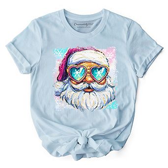 Merry Christmas Santa Sunglasses Christmas T-Shirt, Funky Retro Holiday Tee