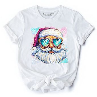 Merry Christmas Santa Sunglasses Christmas T-Shirt, Funky Retro Holiday Tee