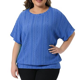 Plus Size Top for Women Crew Neck Hollow Short Sleeve t Shirts Casual Summer Tops Blouses Tshirts