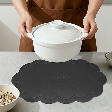 Set of 6 Leather Placemats for Kitchen Dining Table Decor Waterproof Table Placemats 17.7*11.8inch