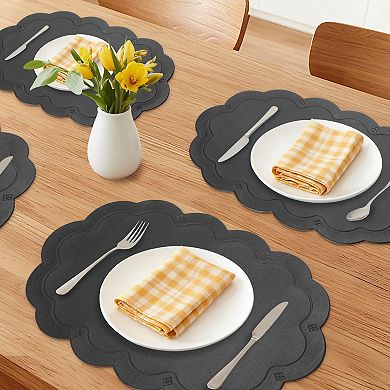 Set of 6 Leather Placemats for Kitchen Dining Table Decor Waterproof Table Placemats 17.7*11.8inch