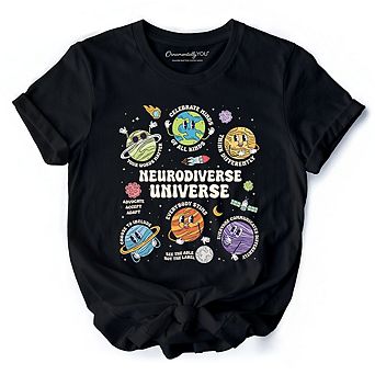 Neurodiverse Universe Autism Space T-Shirt, Colorful Autism Awareness Education Tee