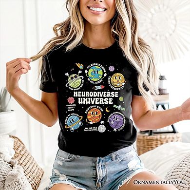 Neurodiverse Universe Autism Space T-Shirt, Colorful Autism Awareness Education Tee