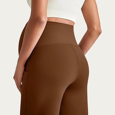 Women's Soft Stretch Maternity Pants with Full Belly Panel and Front Seam Detailing