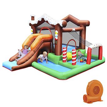 Kids Inflatable Bounce House Jumping Castle Slide Climber Bouncer with 550W Blower