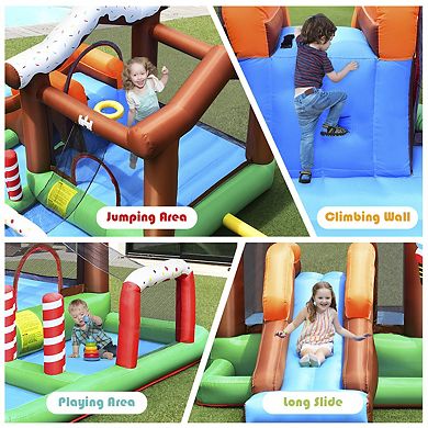 Kids Inflatable Bounce House Jumping Castle Slide Climber Bouncer with 550W Blower