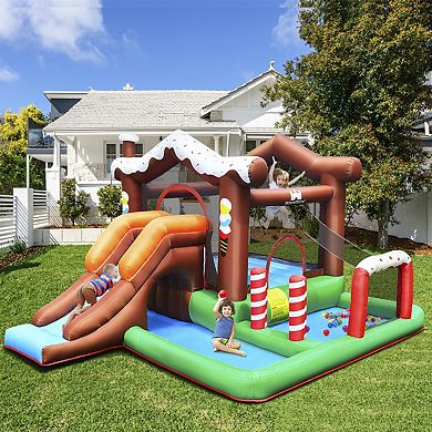 Kids Inflatable Bounce House Jumping Castle Slide Climber Bouncer with 550W Blower