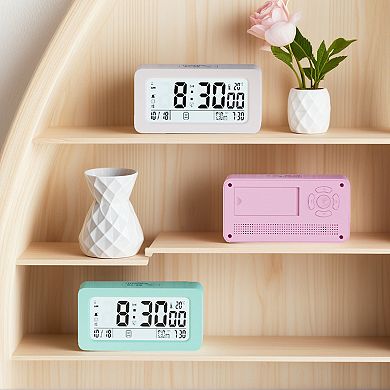 Digital Alarm Clock - Large LED Display, Three Alarms, Batteries Powered, Night Light 5.4"x1.4"x3.0"