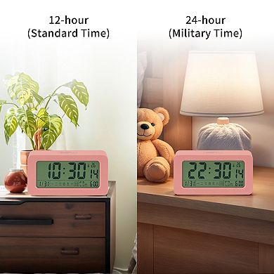 Digital Alarm Clock - Large LED Display, Three Alarms, Batteries Powered, Night Light 5.4"x1.4"x3.0"