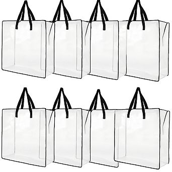 8 Pack 25 gal Clear Storage Bags with Handles, Heavy Duty Zippered Moving Bags for Storage