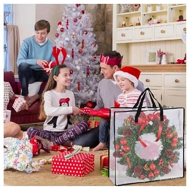 8 Pack 25 gal Clear Storage Bags with Handles, Heavy Duty Zippered Moving Bags for Storage