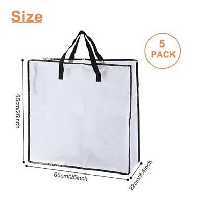8 Pack 25 gal Clear Storage Bags with Handles, Heavy Duty Zippered Moving Bags for Storage