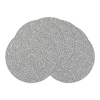 Round Placemats Set of 6 Woven Placemats for Home and Kitchen Indoor Table Mat Wipe Clean 15inch