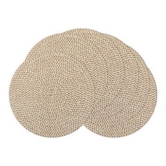 Round Placemats Set of 6 Woven Placemats for Home and Kitchen Indoor Table Mat Wipe Clean 15inch