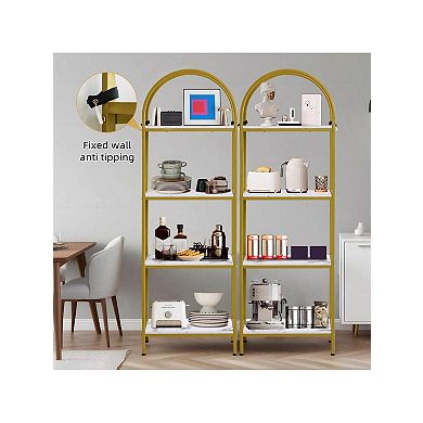 Arched Bookshelf,Arched Display Racks,Tall Standing Bookshelves With Metal Frame,Modern Open