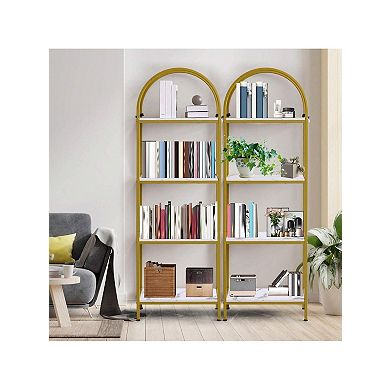 Arched Bookshelf,Arched Display Racks,Tall Standing Bookshelves With Metal Frame,Modern Open