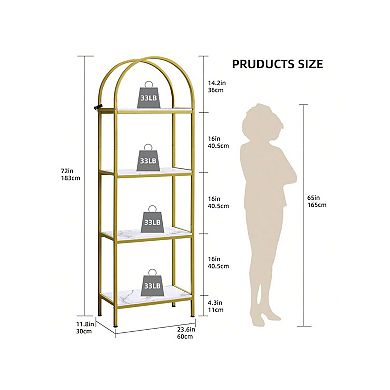 Arched Bookshelf,Arched Display Racks,Tall Standing Bookshelves With Metal Frame,Modern Open