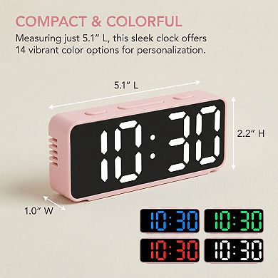 Digital Alarm Clock Adjustable Brightness, Dual Alarms, USB Charging Ports 5.1"Lx1.0"Wx2.2"H