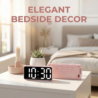 Digital Alarm Clock Adjustable Brightness, Dual Alarms, USB Charging Ports 5.1"Lx1.0"Wx2.2"H