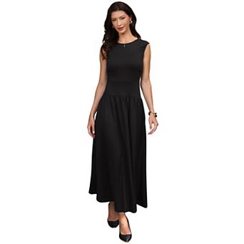 Midi Dresses for Women's High Waist Sleeveless Pockets Casual Work Dress