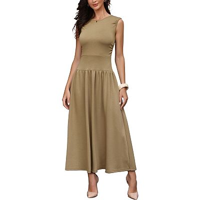 casual khaki dresses Khaki Bodycon Midi Dress - All Dresses