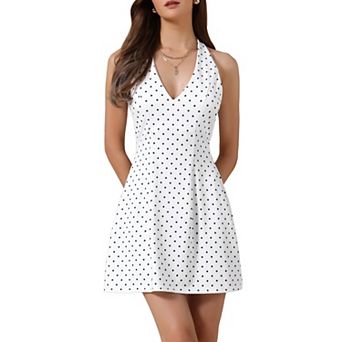 Polka Dots Dresses for Women's Halter Neck Sleeveless Mini Dress