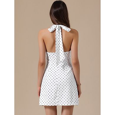 Polka Dots Dresses for Women's Halter Neck Sleeveless Mini Dress