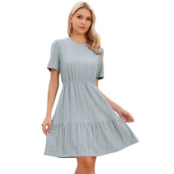 MIni Tiered Dress for Women's Crochet Boho Casual Short Sleeve Dresses