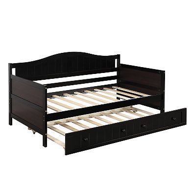 Whisen Modern Style Twin Wooden Daybed Frame with Trundle Bed