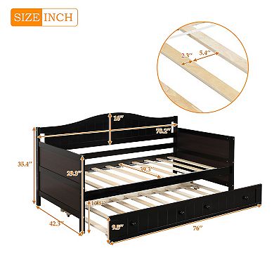Whisen Modern Style Twin Wooden Daybed Frame with Trundle Bed