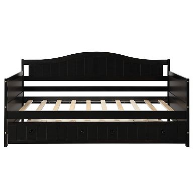 Whisen Modern Style Twin Wooden Daybed Frame with Trundle Bed